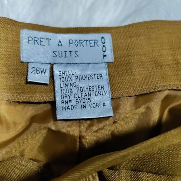 PRET A PORTER SUITS Stylish Tan Vintage Fully Lined Blazer & Pants Set Size 26W - Picture 8 of 16